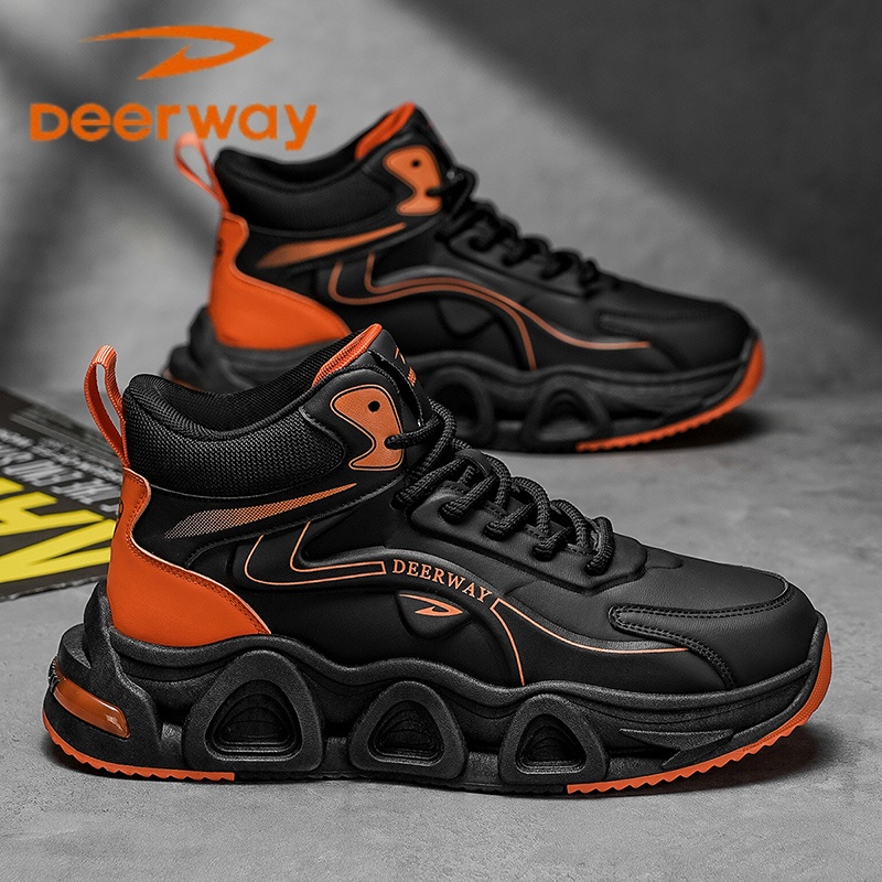 德尔惠男鞋秋季新款增高百搭透气马丁靴潮户外钓鱼登山高帮老爹鞋