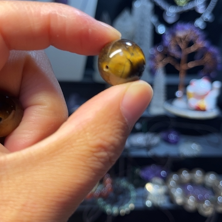 手链未镶嵌水晶天然黄虎眼小珠子