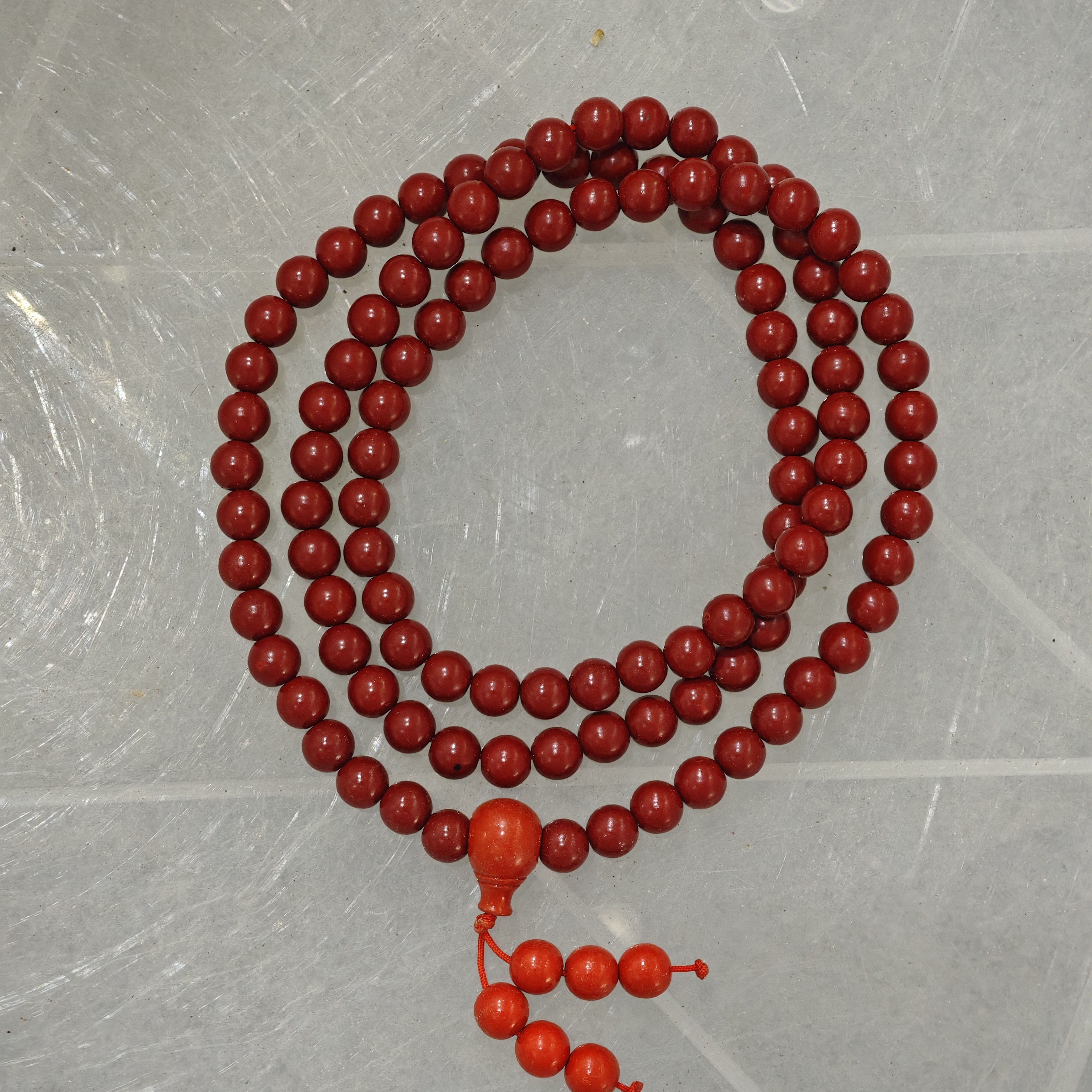 含辰砂工艺品E228 辰砂0.8cm多圈手串人工合成