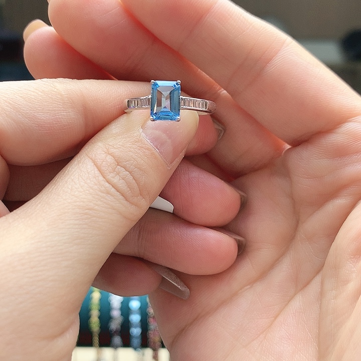 托帕石戒指银S925镶嵌