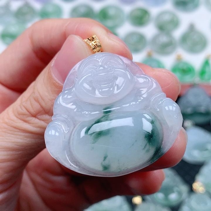 翡翠吊坠(不含链)18K金镶嵌