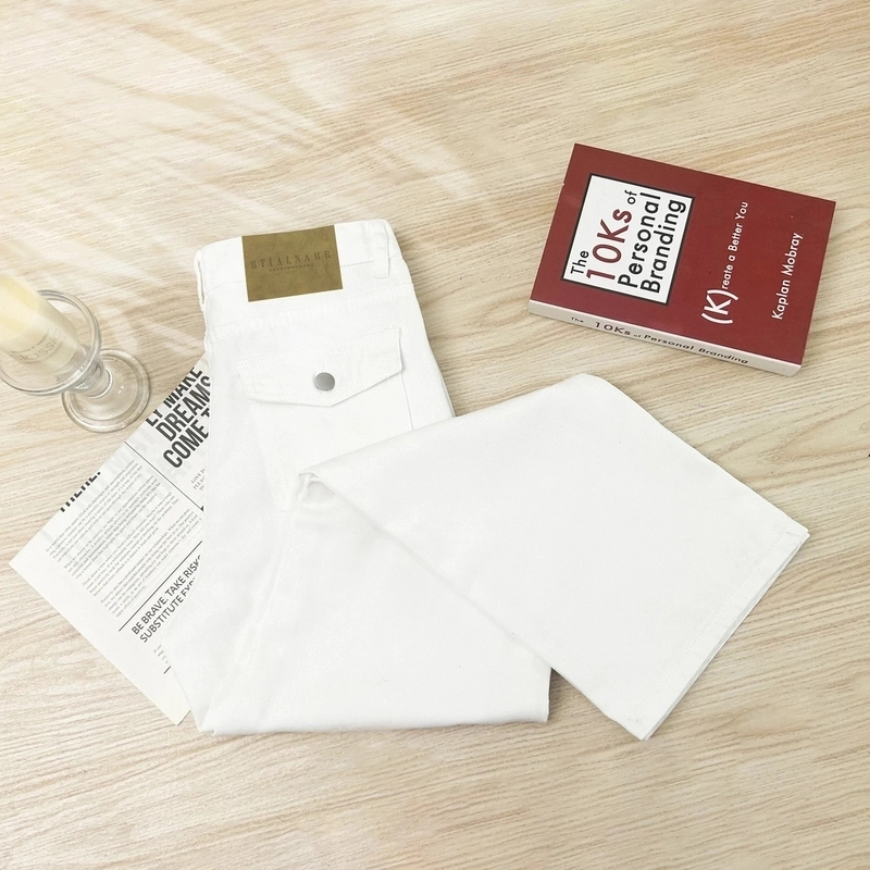 （运费险）2025新款爆款白色牛仔裤挖袋升级高腰窄版直筒阔腿裤