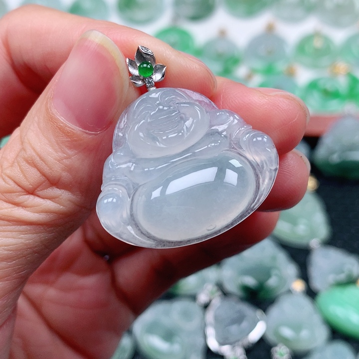 翡翠吊坠(不含链)18K金镶嵌孙*花