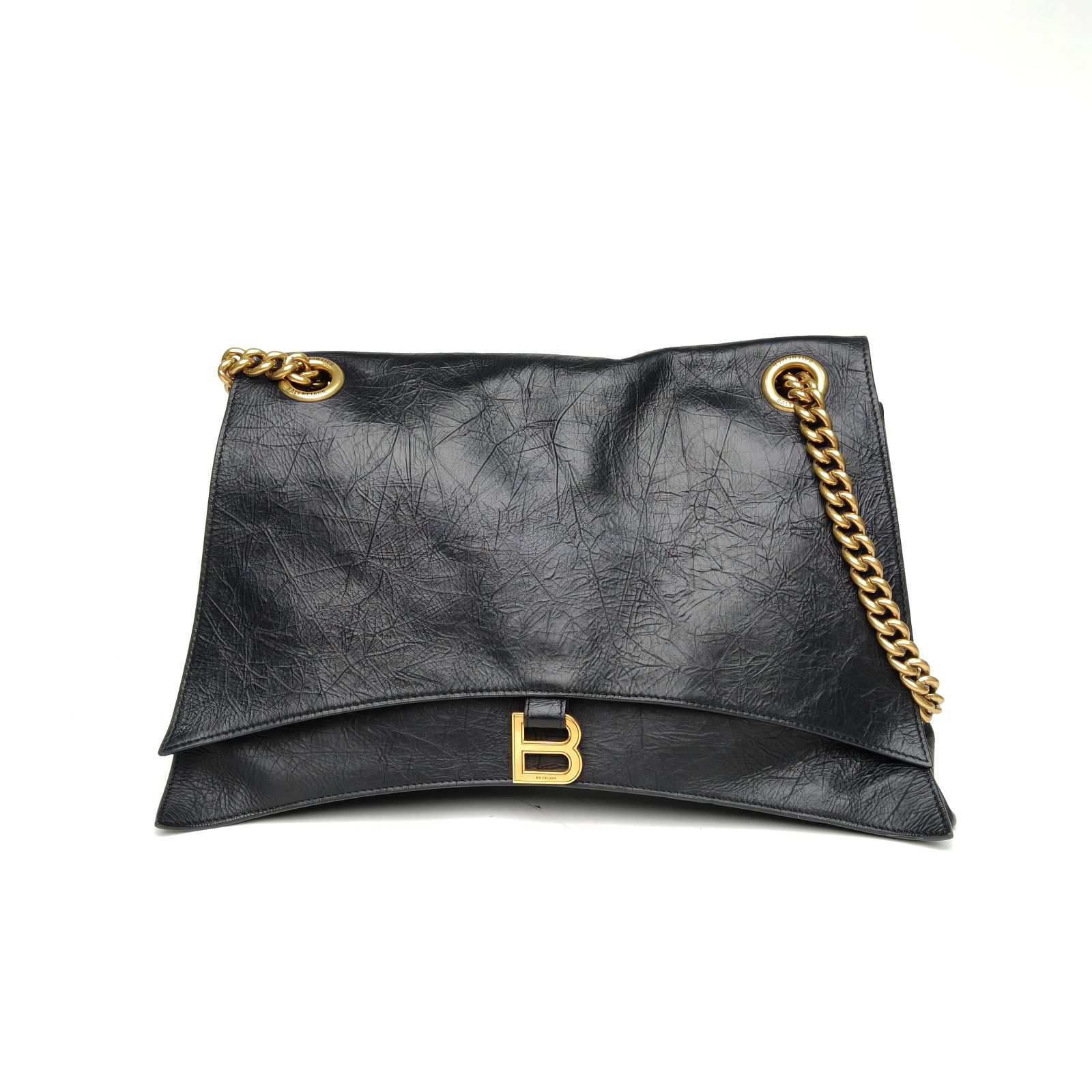 95新 Balenciaga/巴黎世家 【娇沙漏手提单肩包黑色皮革C 130161