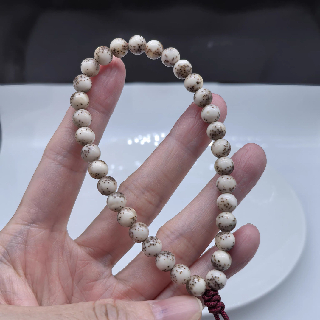 2数星星一步到位海南石玉料白冰7X7圆珠正月散星稀星单圈手持佛珠