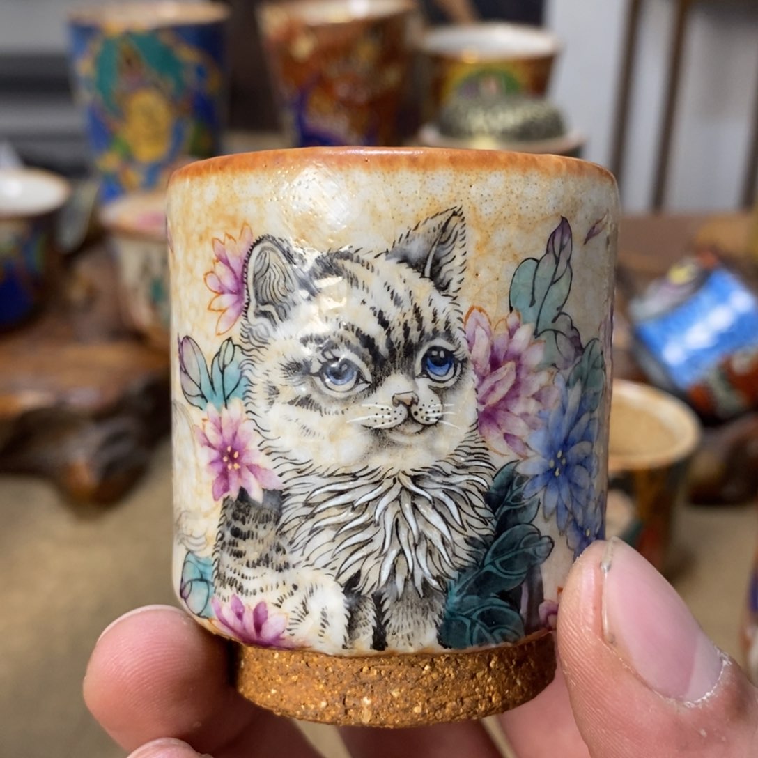 手工制作的一款猫咪杯