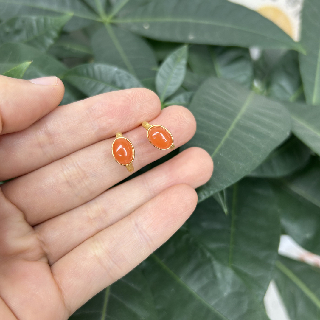 南红6×8耳饰耳钉款925银颜色多样性发货拍一发一