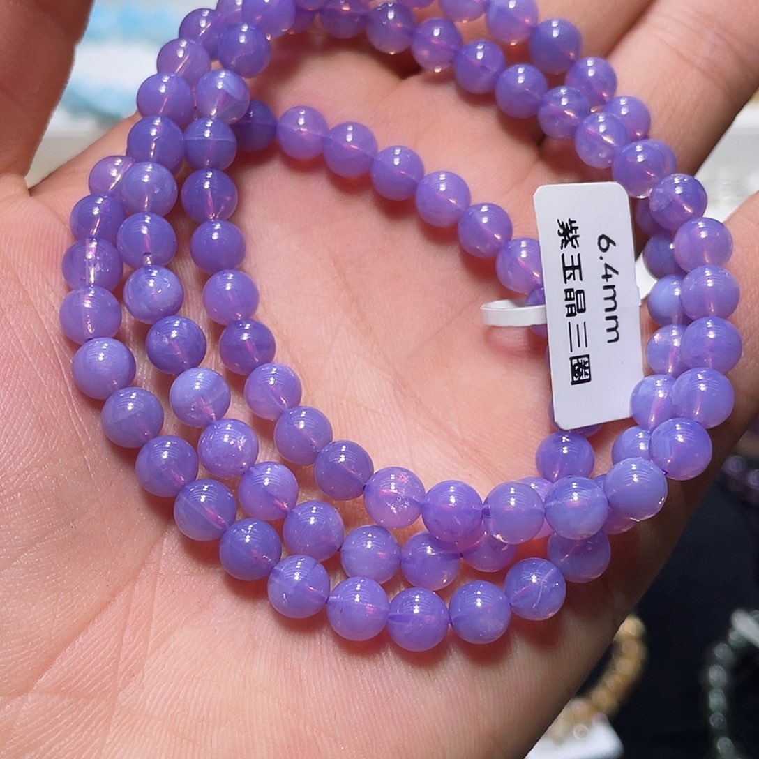 水晶手链未镶嵌紫玉晶三圈6.4