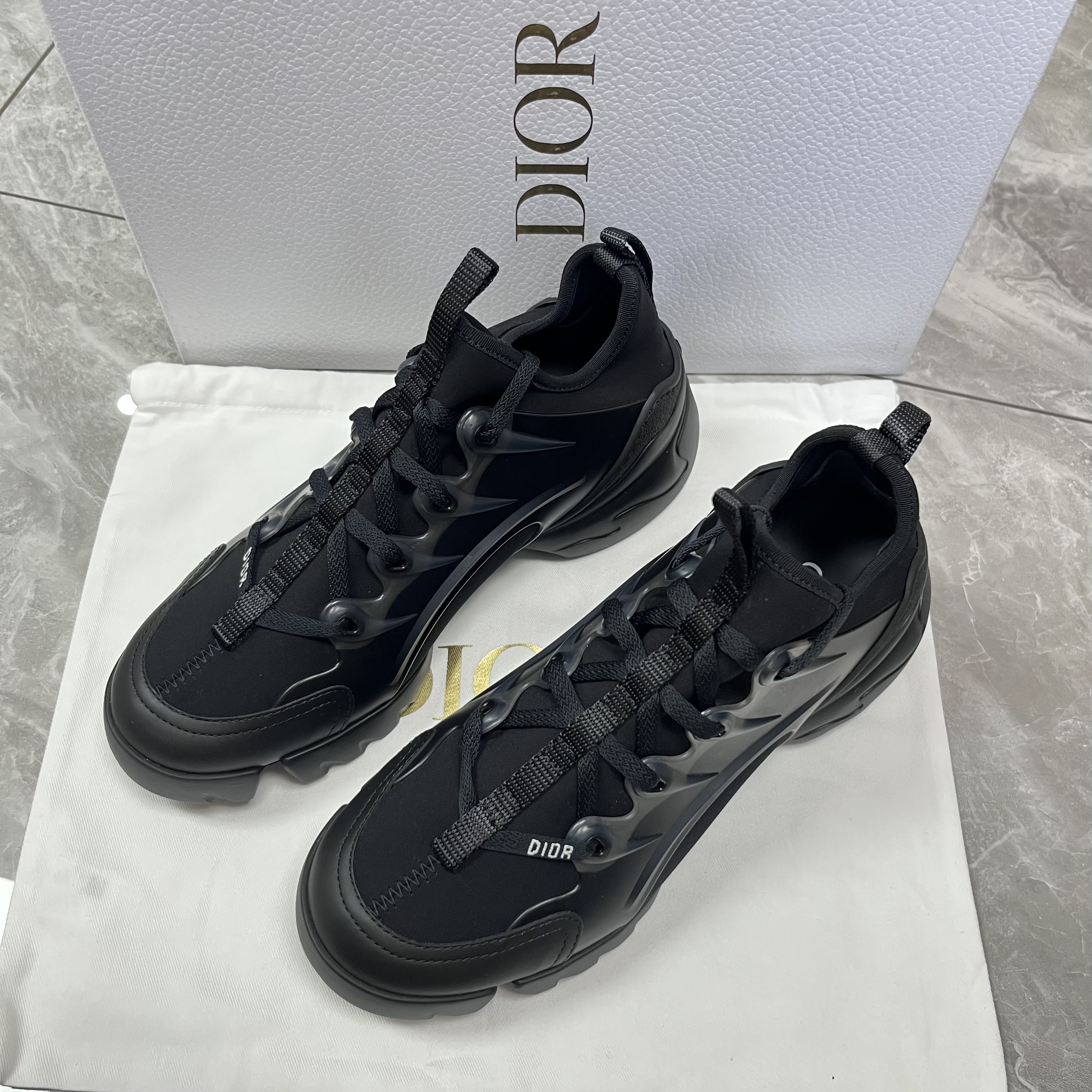 未使用 DIOR/迪奥 37码！迪奥运动老爹鞋黑色时尚厚底休闲鞋低帮