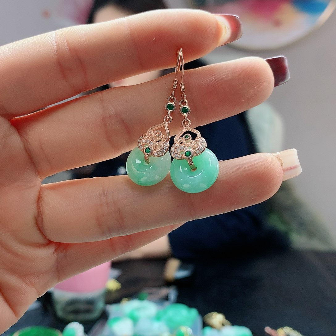 【闪购商品】翡翠耳饰银S925镶嵌，