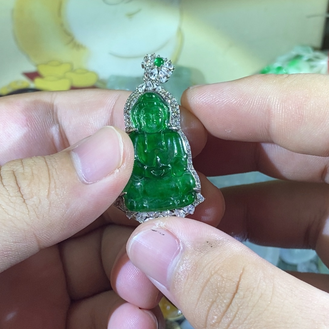 颈饰银S925镶嵌翡翠翡翠吊坠