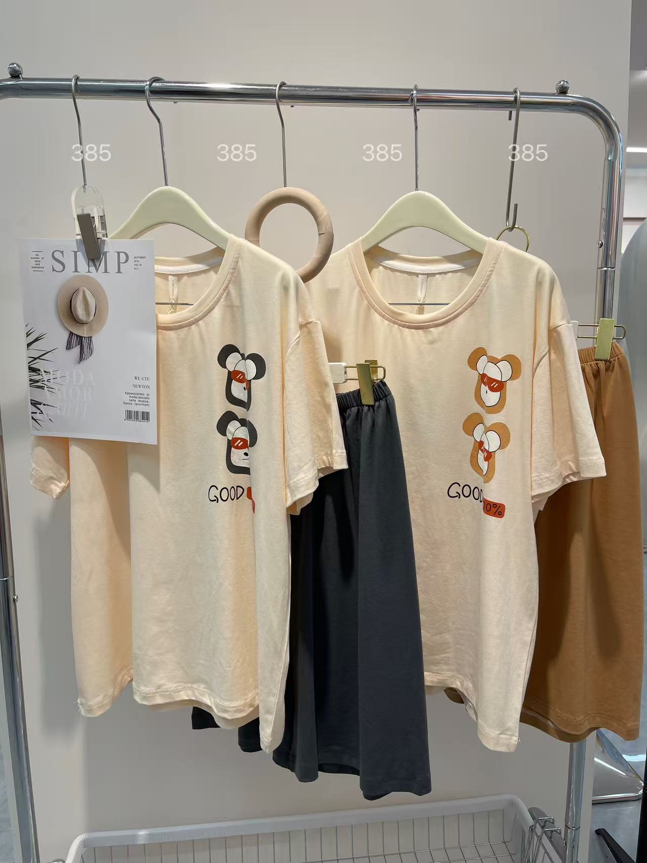 夏季男士短袖短裤宽松简约薄款透气时尚家居服套装385