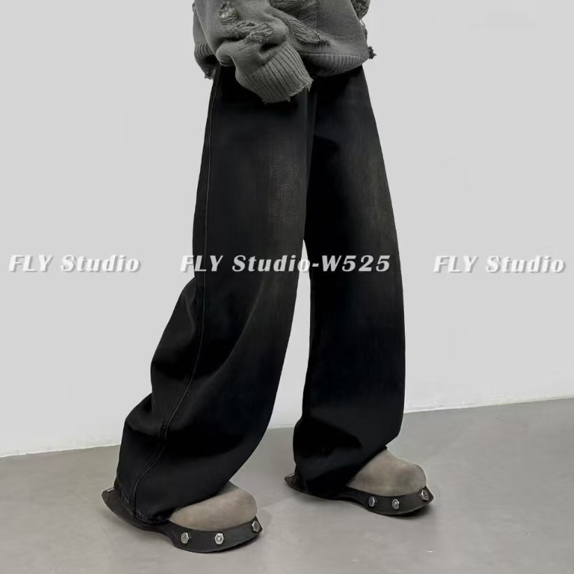 999-1220/525 美式复古水洗百搭牛仔裤男宽松直筒阔腿休闲长裤子