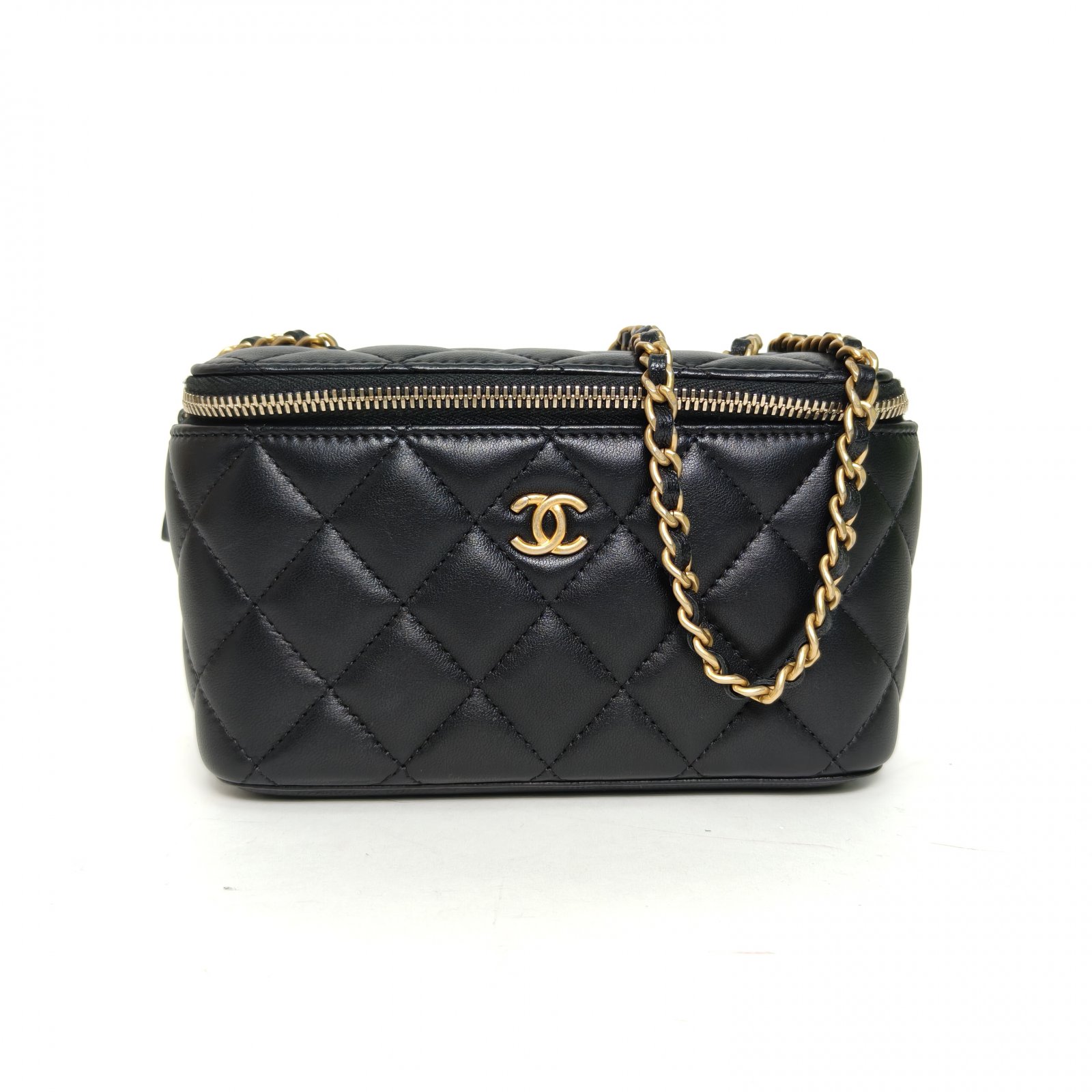 95新 Chanel/香奈儿 【双攀】 31开 长盒子化妆包 16.5cm 金球