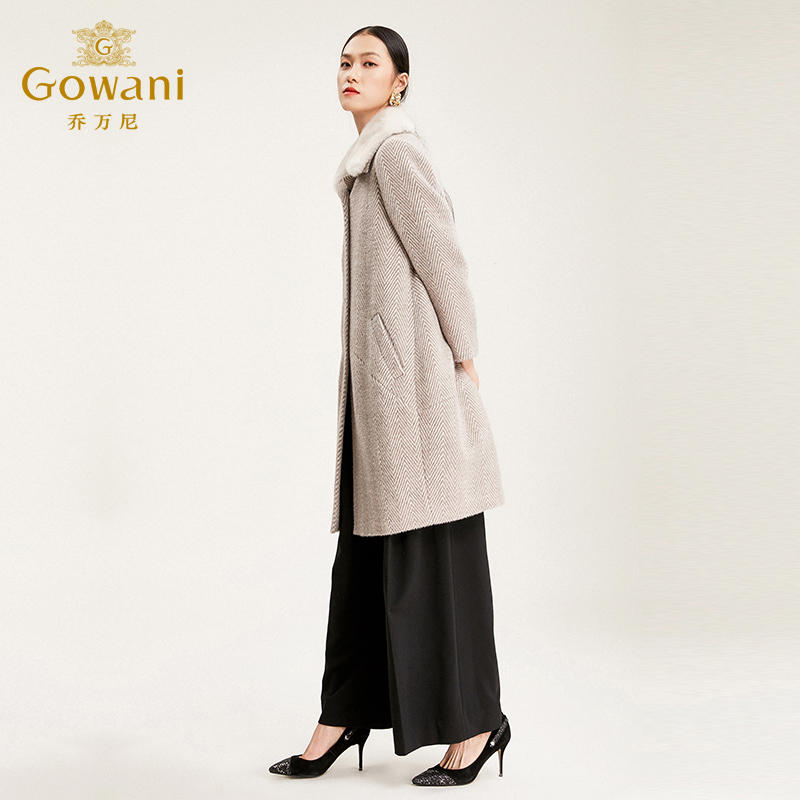 乔万尼秋冬新款毛呢大衣女中长款外套宽松时尚呢子大衣EN4A717