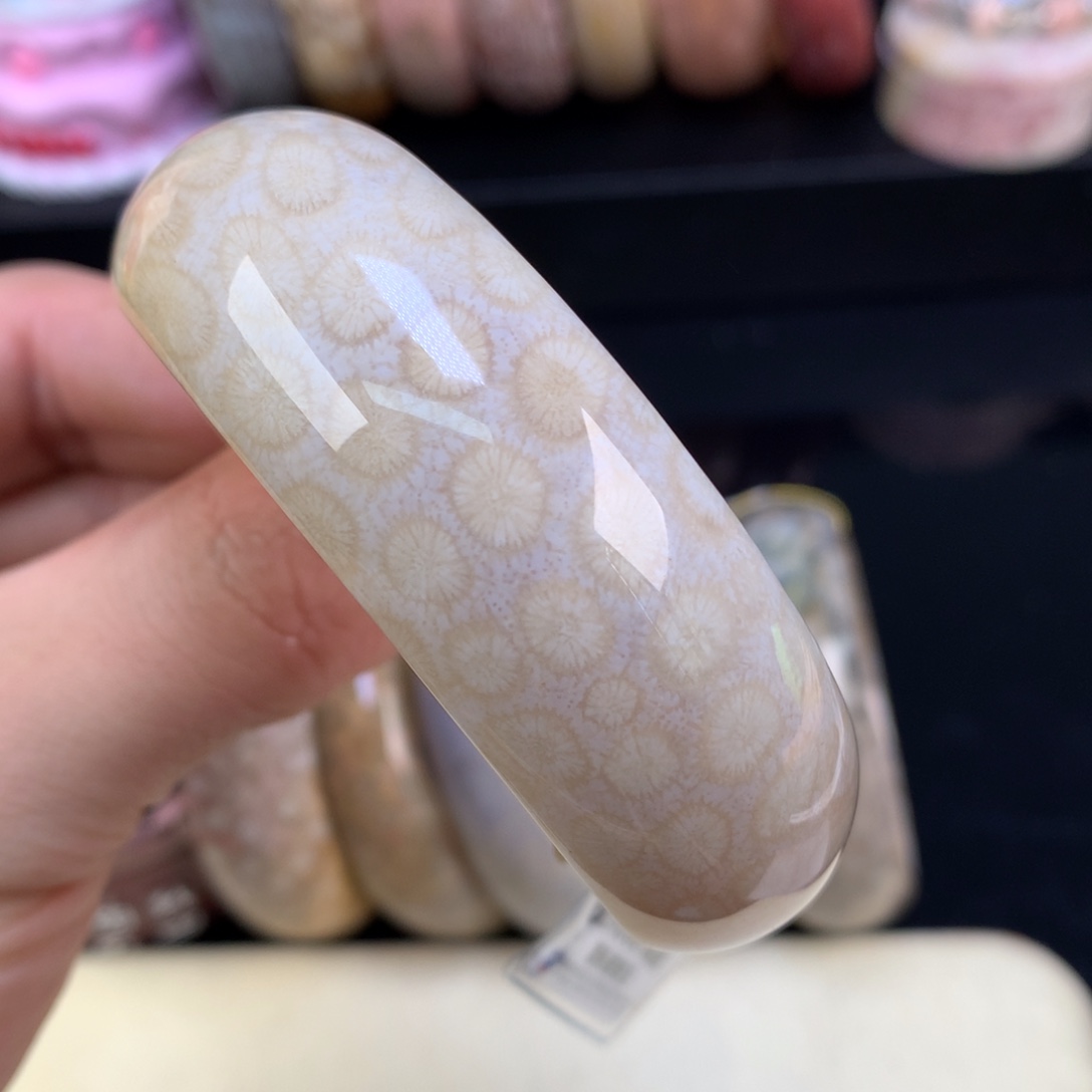 硅化珊瑚（珊瑚玉）未镶嵌颈饰23号57.8圈奶黄包