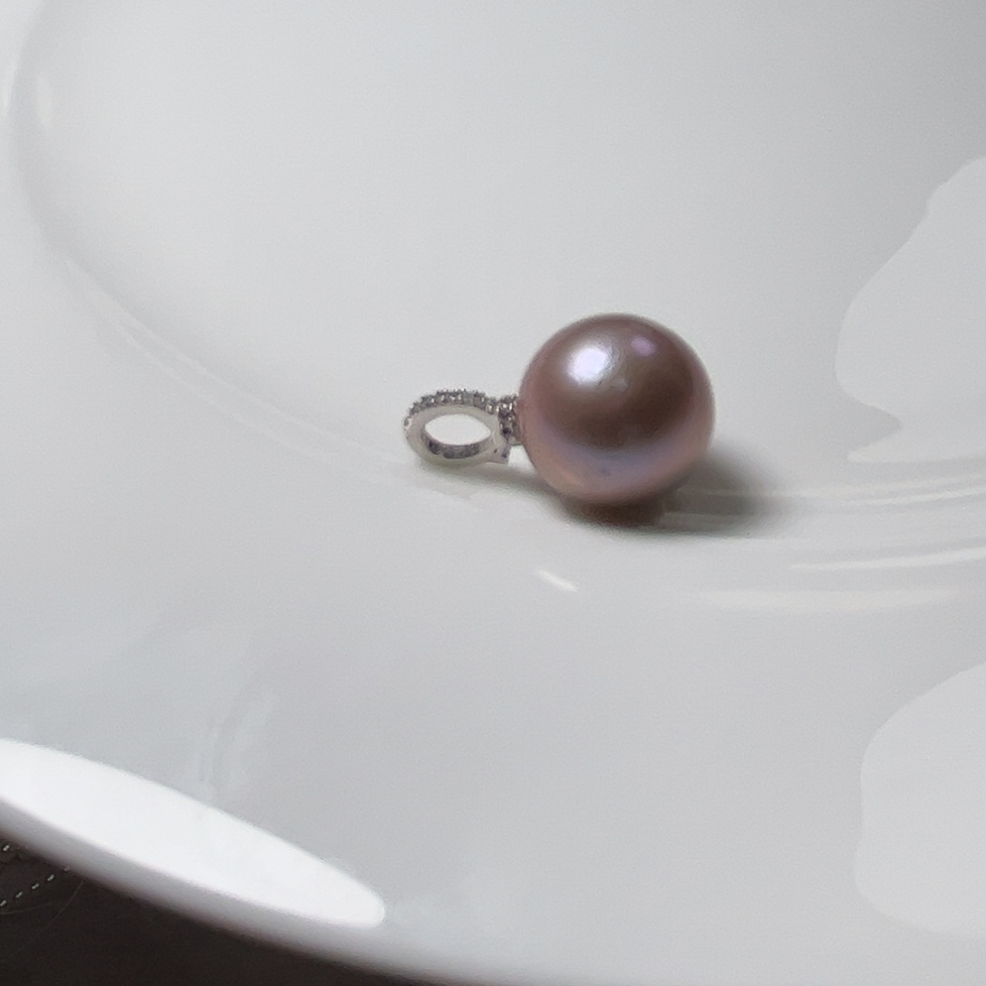 未镶嵌淡水珍珠颈饰15mm极光紫罗兰吊坠