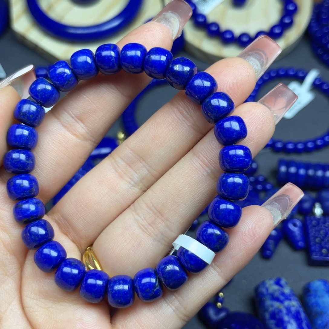 青金石未镶嵌老型手串8+