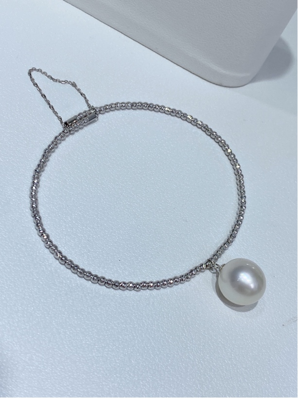 天然海水正品澳白珍珠18k金手镯10-11mm通勤轻奢时尚