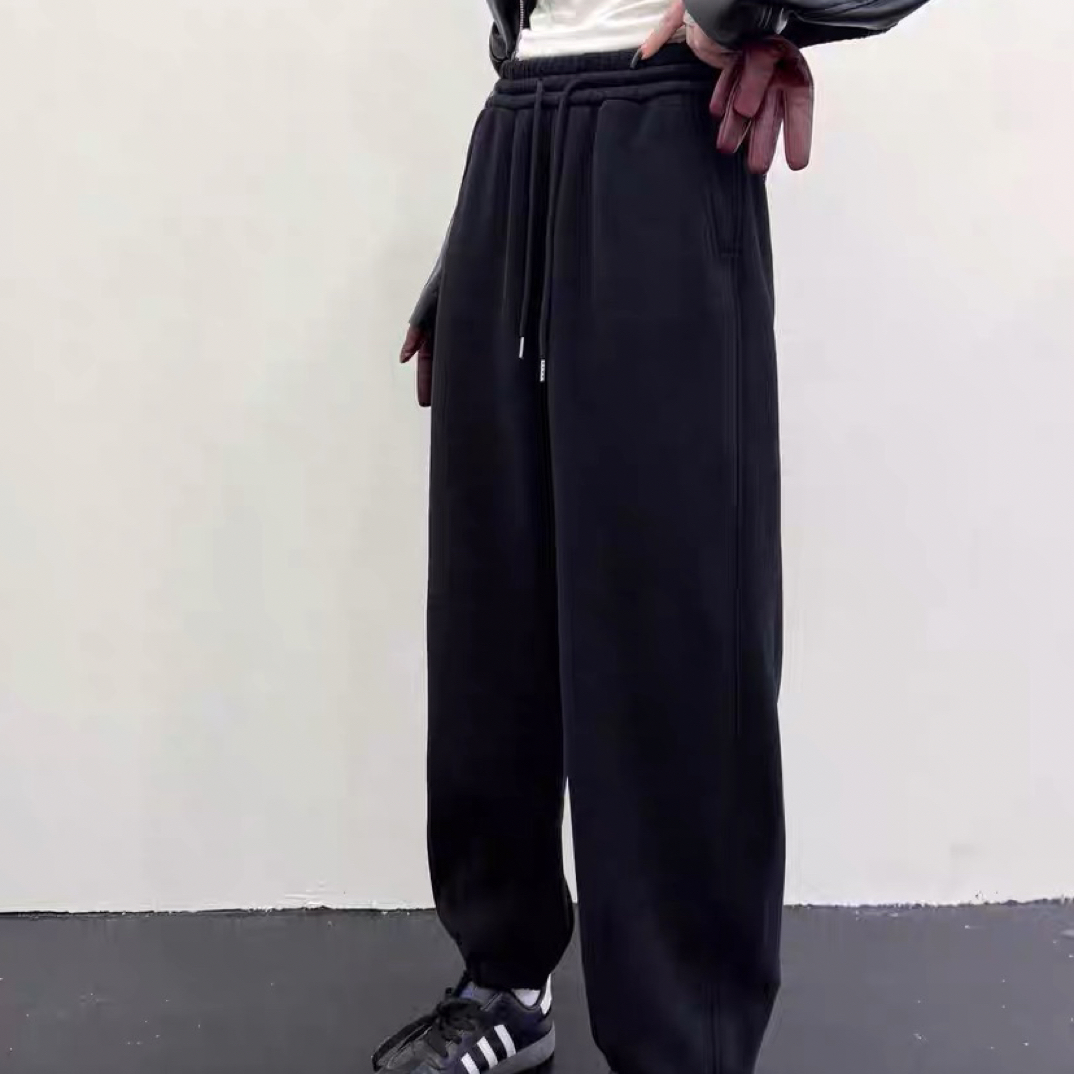 女士加绒休闲洋气束脚裤黑色m裤长96左右