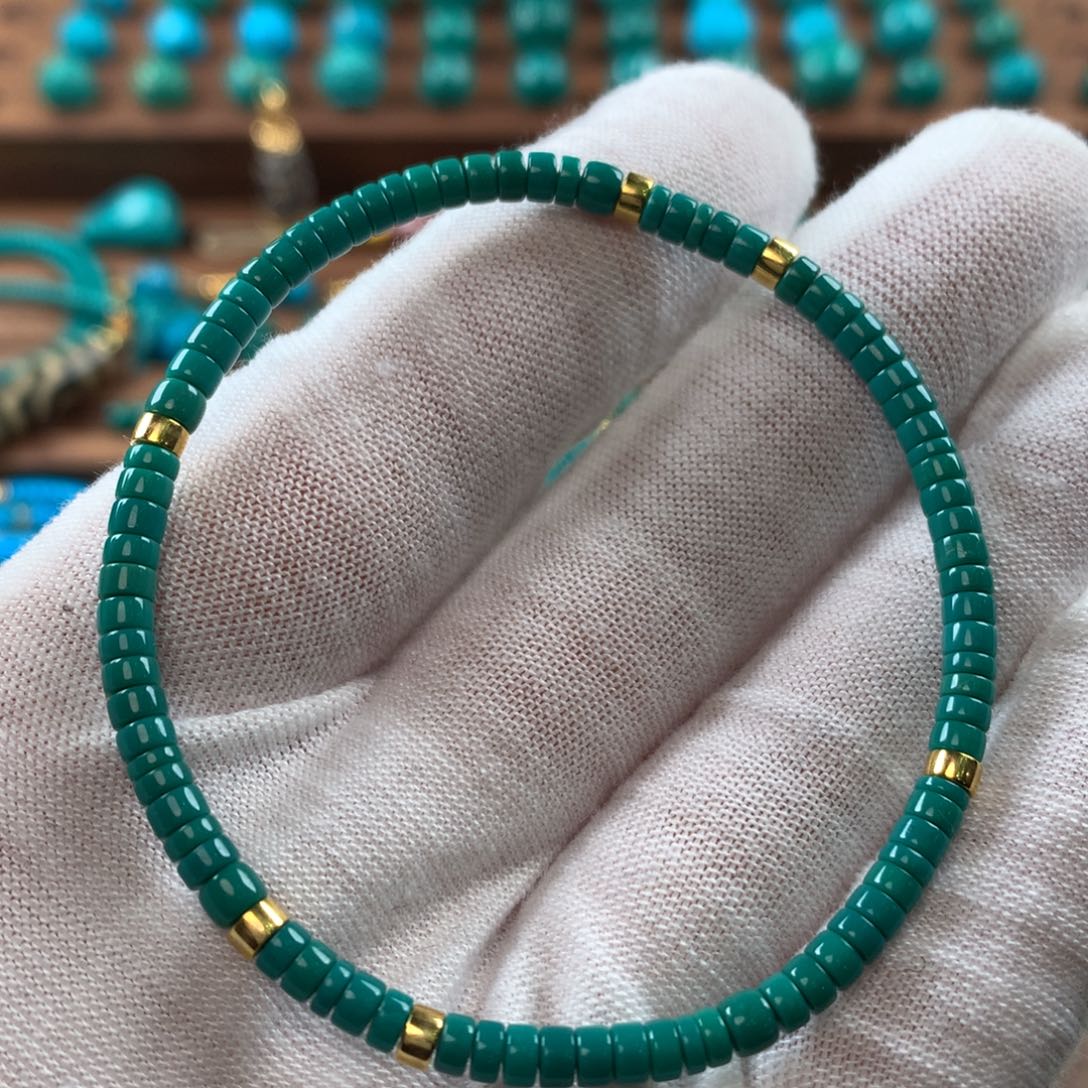 绿松石手串18K金镶嵌