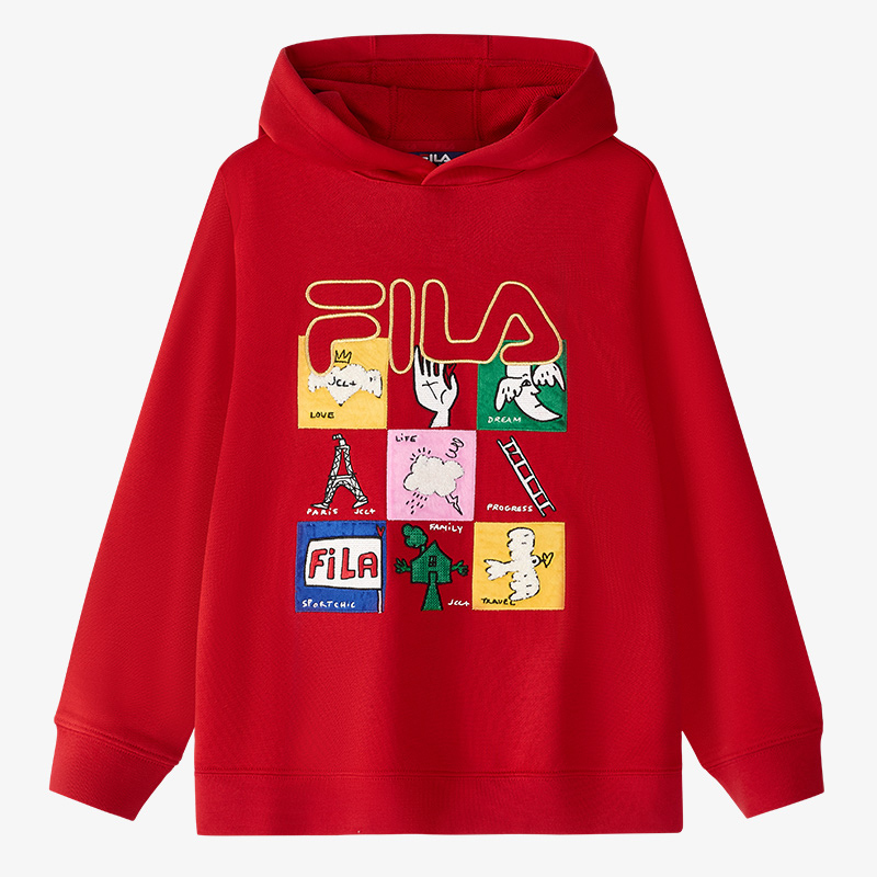 FILAKIDS斐乐儿童马年拜年服新年卫衣男女童舒适上衣K12B514208