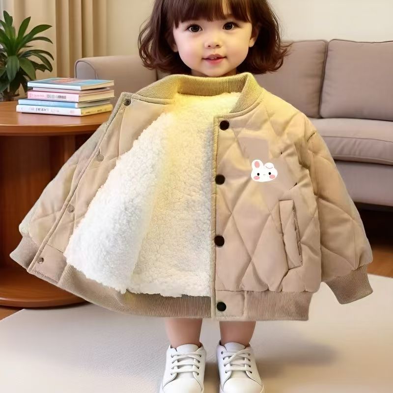宝宝棒球服棉衣2025新款洋气宝宝冬装加绒加厚外套潮儿童夹棉棉服