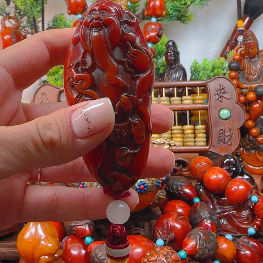 琥珀裸石未镶嵌手把