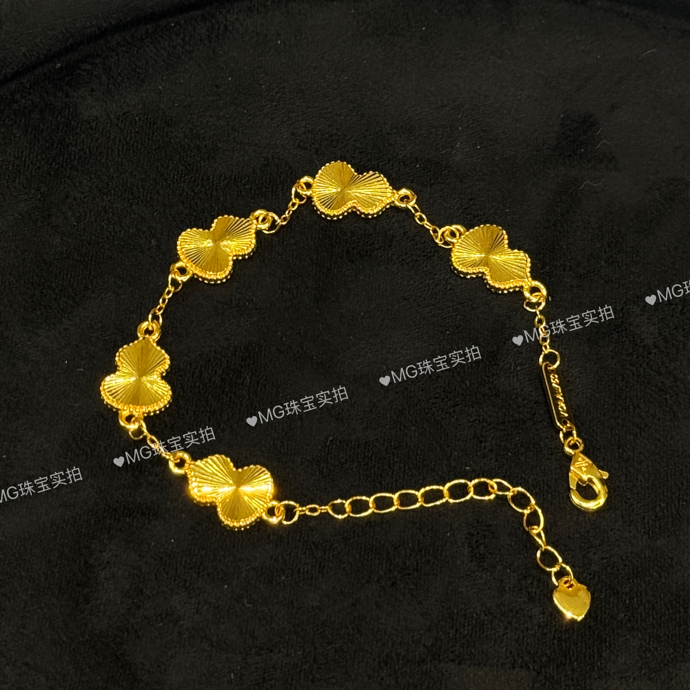 爆闪五福葫芦 H107黄色实心拉丝手链