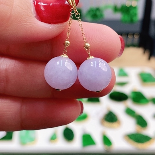 翡翠耳饰18K金镶嵌耳饰