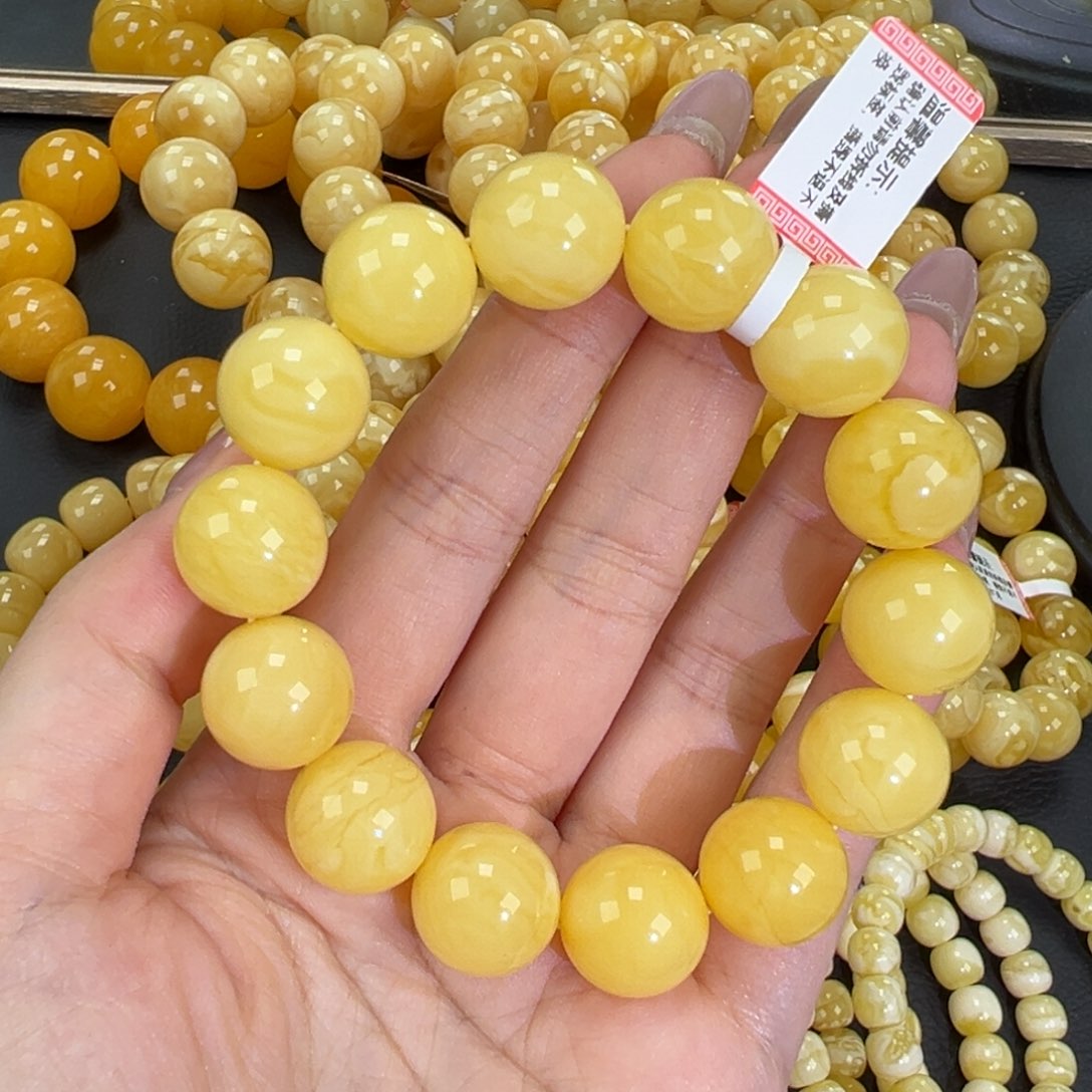 琥珀未镶嵌手链28.6黄白蜡