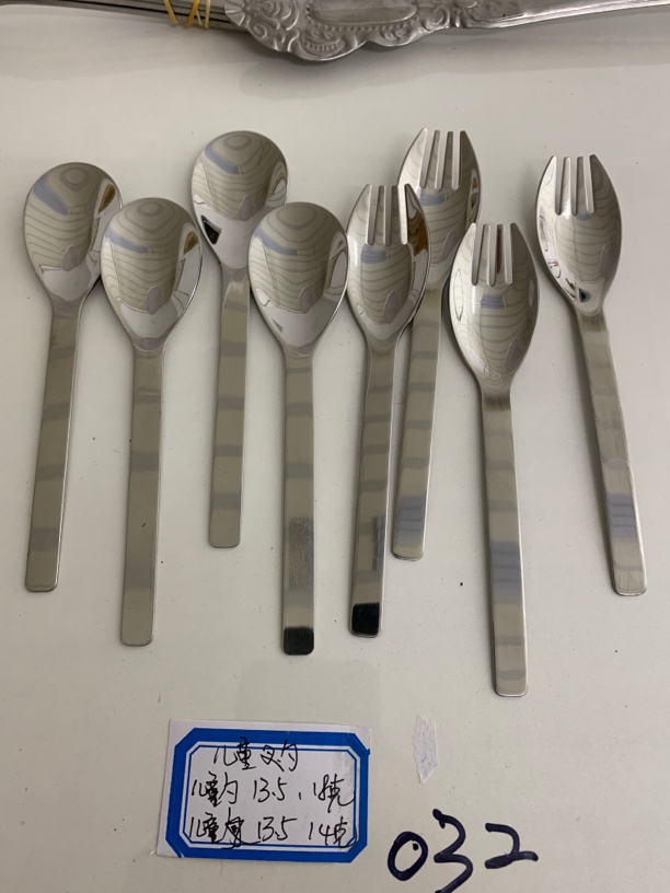 304大号创意钢勺长柄西餐勺儿童勺叉编号032