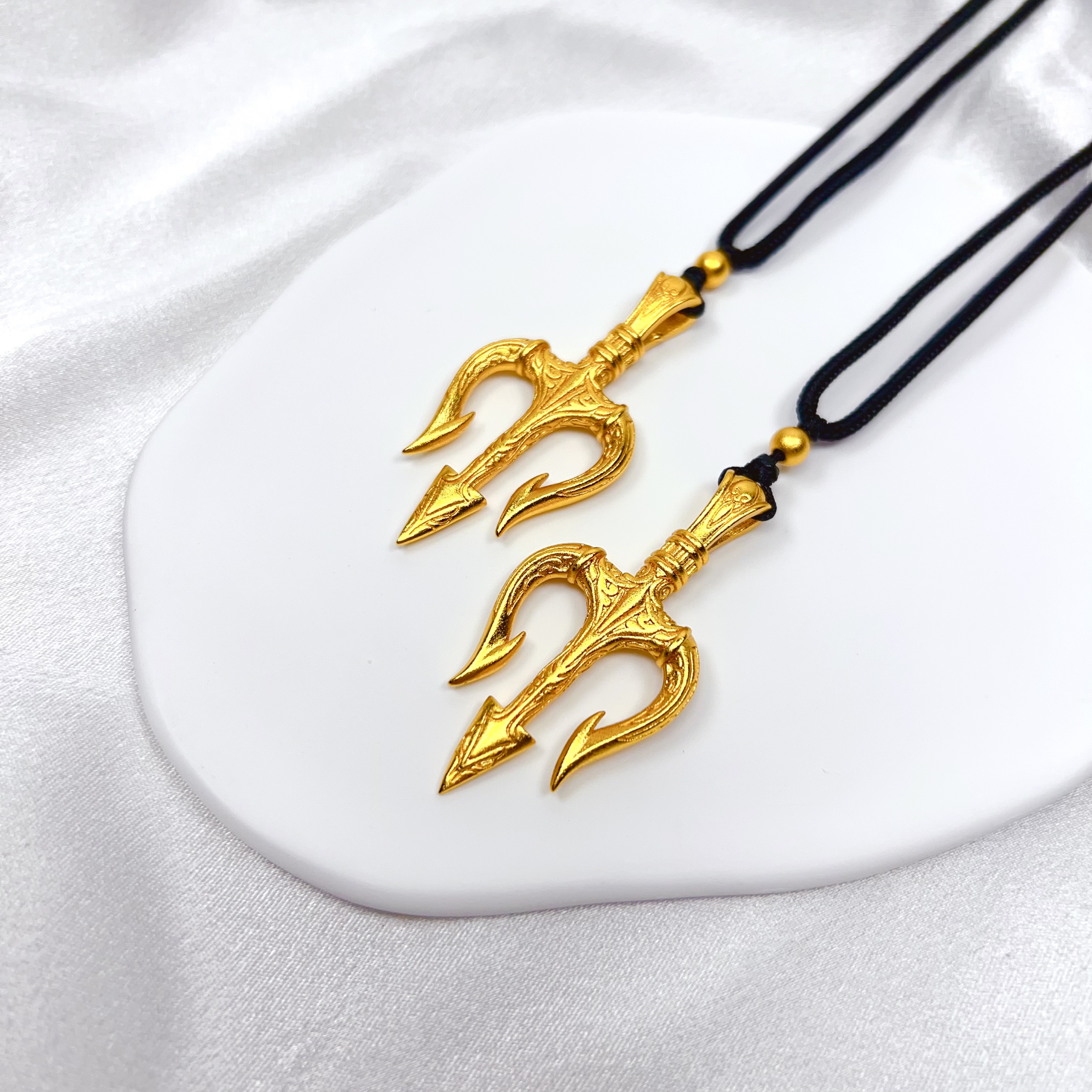 合金吊坠 古法立体实心海王三叉戟情侣款送礼吊坠