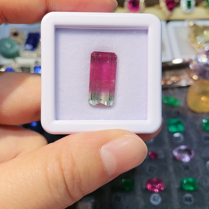 碧玺裸石未镶嵌9.12ct西瓜碧玺