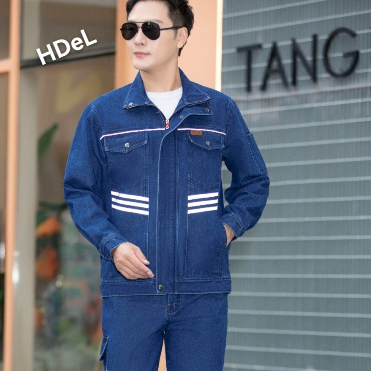 电焊加厚牛仔工作服电焊工装焊工立领加厚防烫耐磨秋冬多口袋劳保