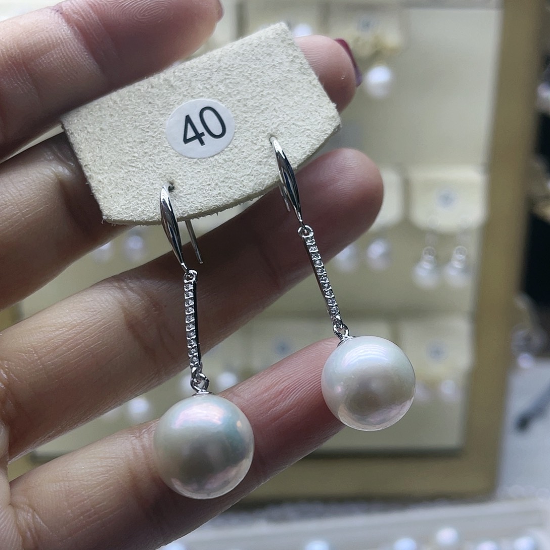 淡水珍珠耳饰银S925镶嵌