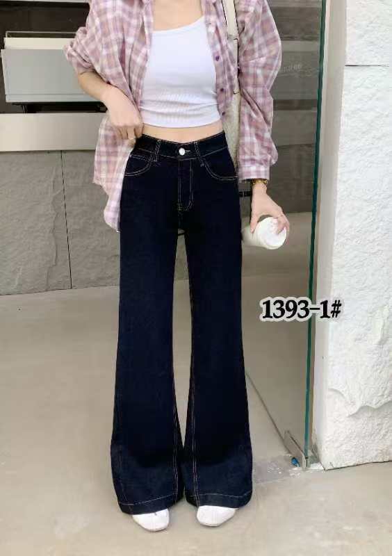 1393春季新款普洗蓝筒喇牛仔裤