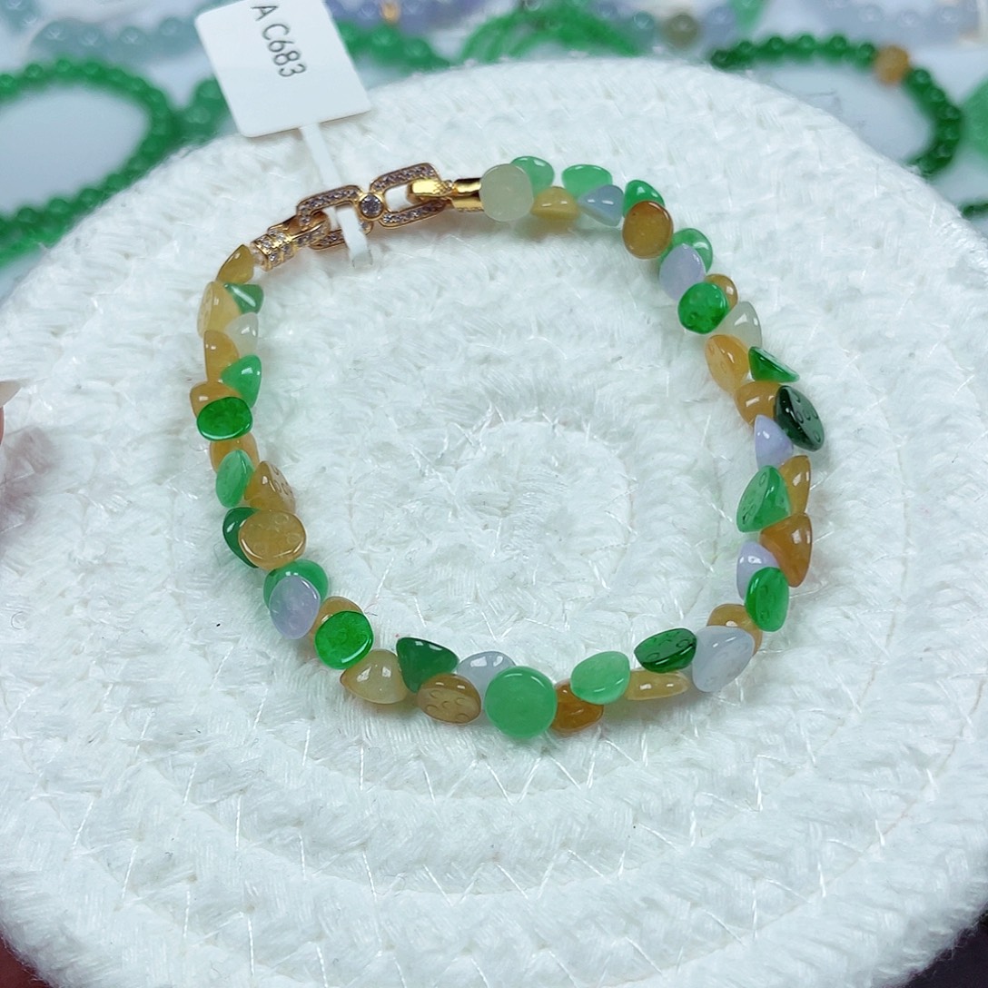 翡翠未镶嵌手链天然缅甸翡翠A货卡5