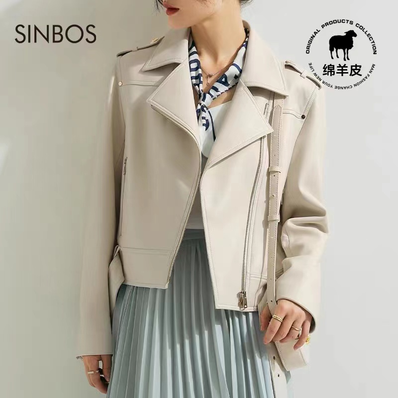 vinalise/维妠莉丝新款样衣真女外套秋季时尚显瘦真皮皮衣外套女