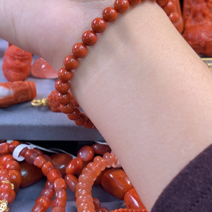 南红玛瑙多样性发一件未镶嵌瓦西手串卡6mm