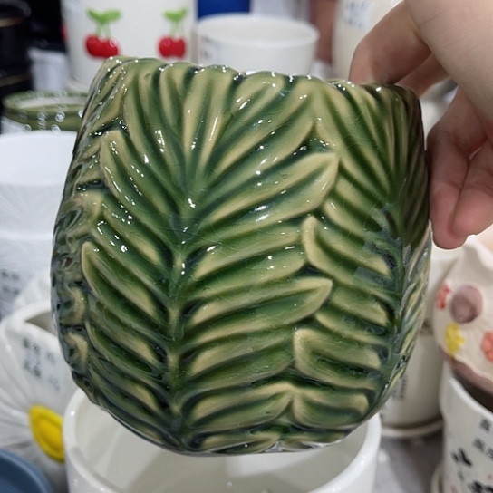 多肉绿植陶瓷花盆9.9包邮，有孔，微瑕