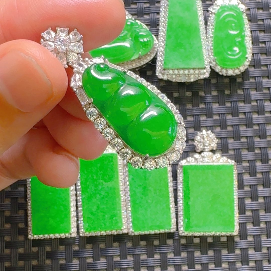 翡翠银S925镶嵌吊坠(不含链)吊坠