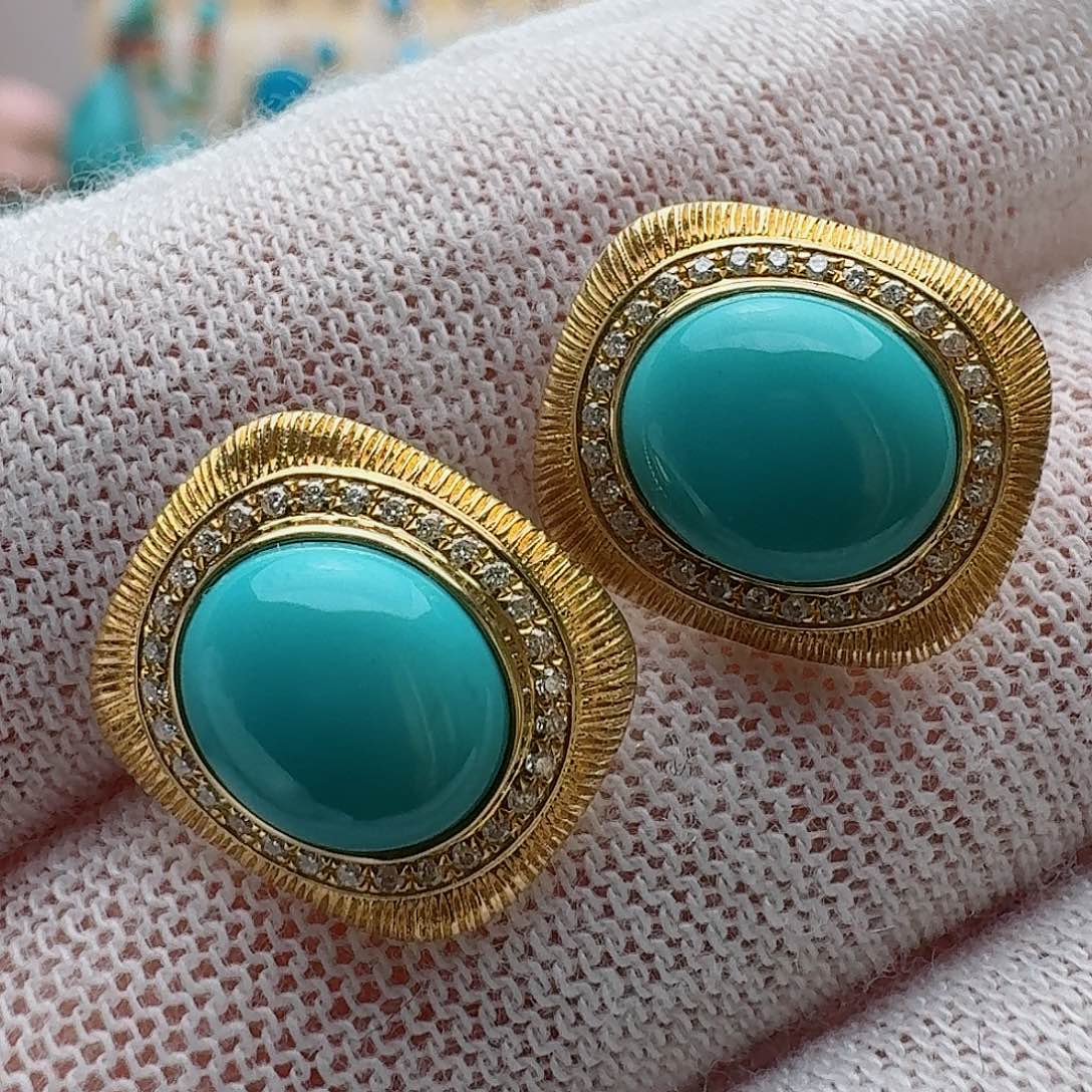 绿松石珠宝奇石18K金镶嵌