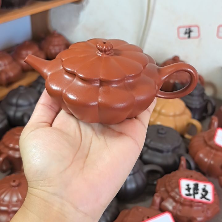 茶壶紫砂朱泥筋纹小扁晨
