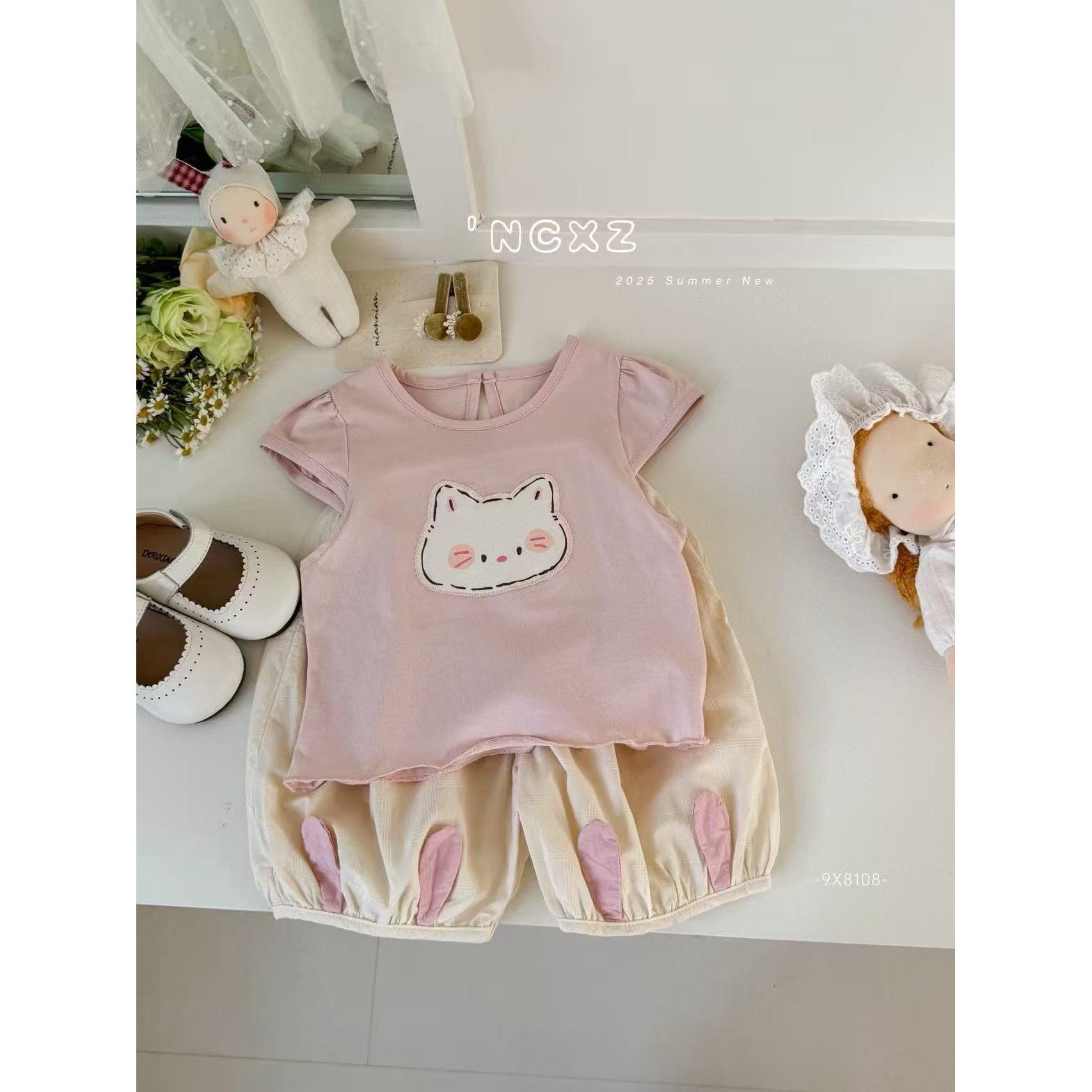【NO退NO换】欢宝-奶茶小猪-2025夏-编码0399-9X8108-可爱小猫套装