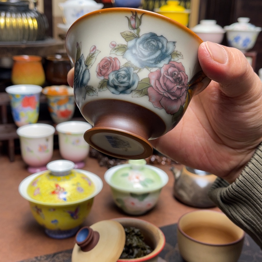 谷***雨素铭品瓷釉下彩茶具
