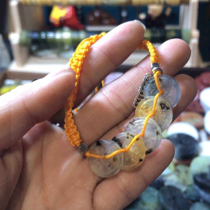 岫玉岫玉五帝钱手链未镶嵌