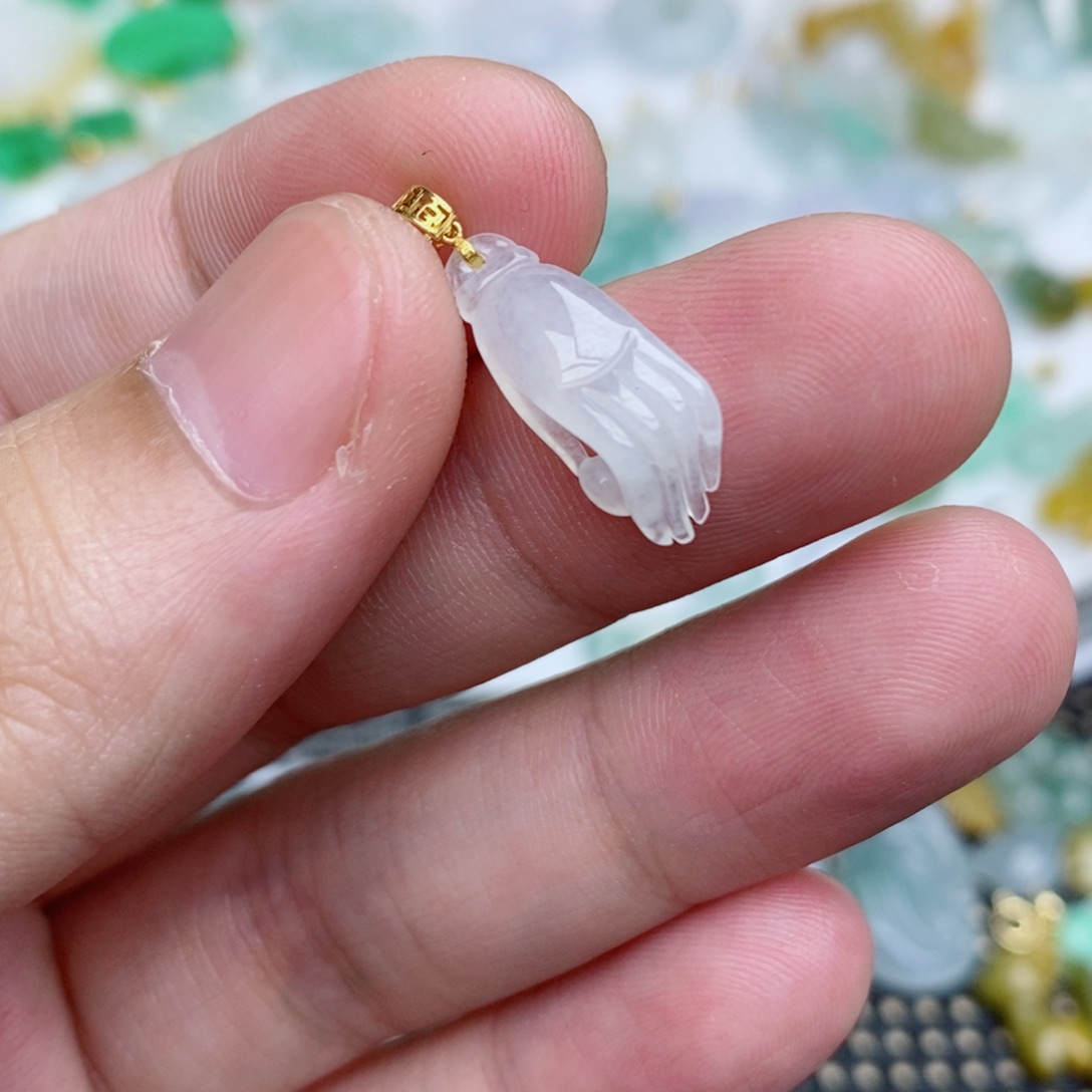 翡翠18K金镶嵌吊坠(不含链)佛手