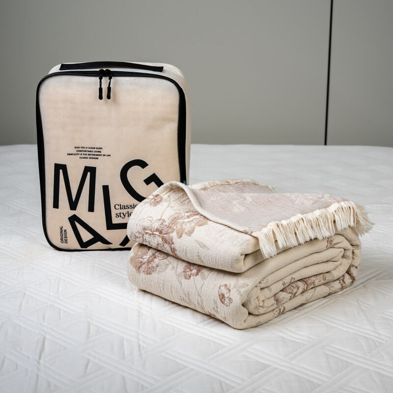 专享【京会社】棉麻流苏盖毯230*250cm春韵花朝