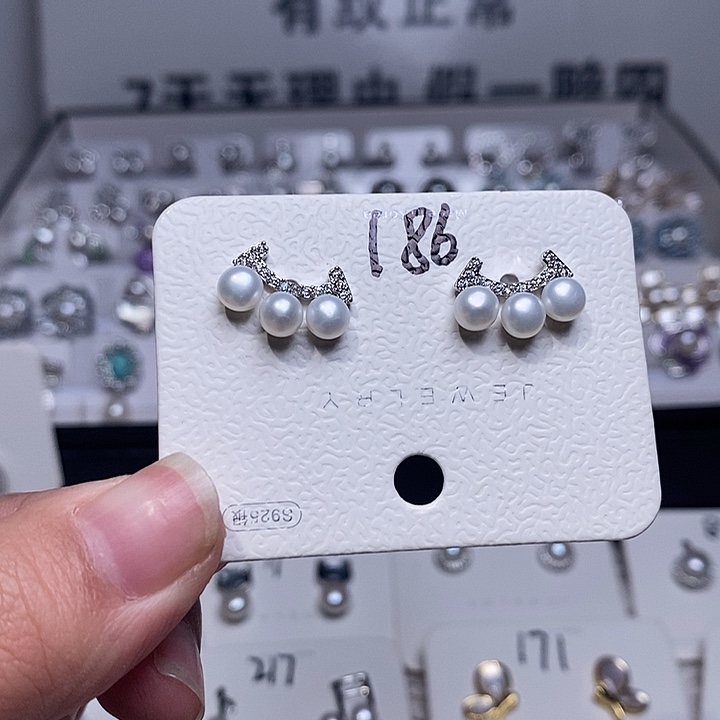 耳饰淡水珍珠银S925镶嵌